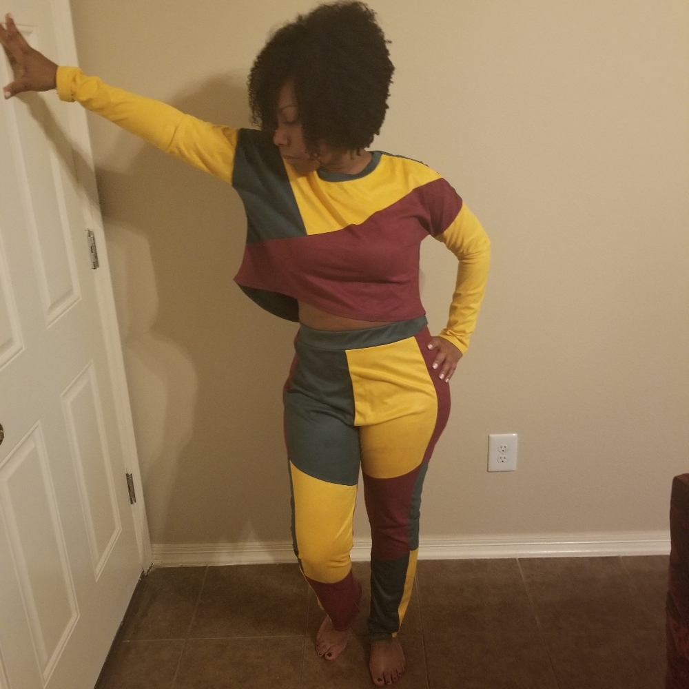 Multi-colored pants and top